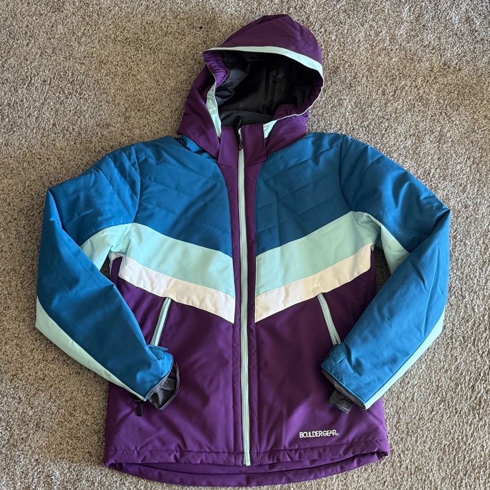 LIKE NEW! Boulder Gear Ski Coat Kids XL - Purple, Blue & white